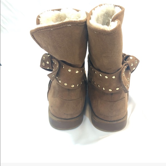 GUESS BROWN & GOLD FUR BOOTS - Picture 3 of 6